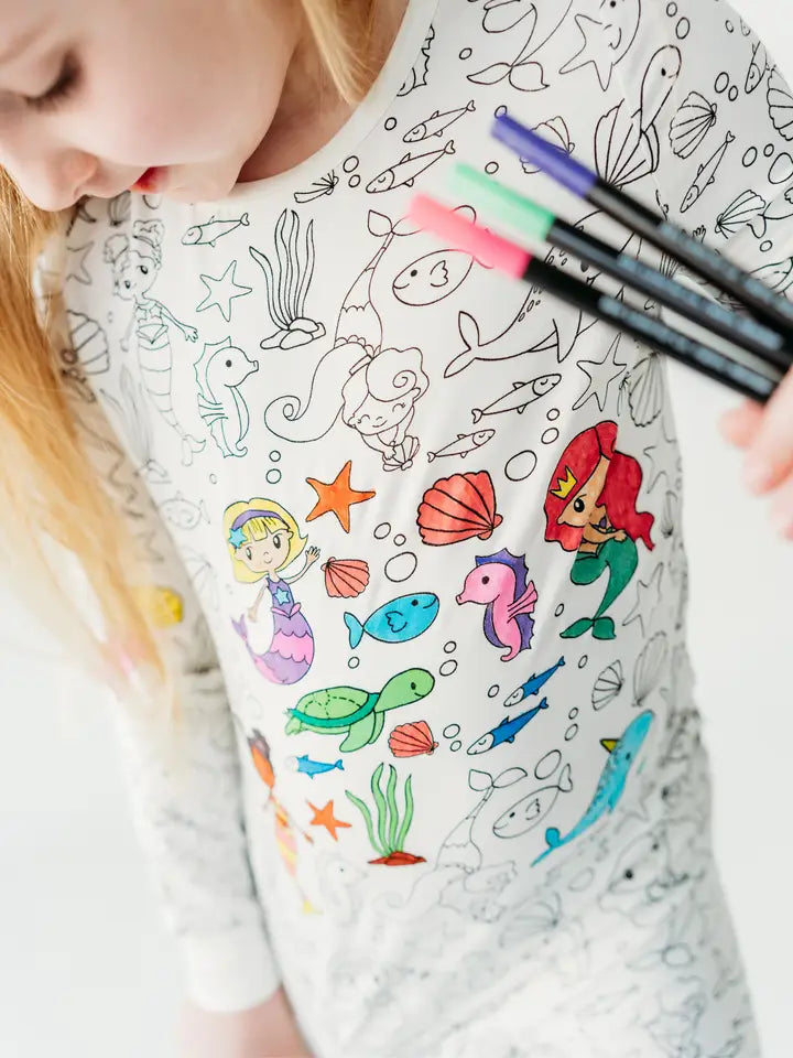 Mermaid Bamboo Coloring Pajama Set