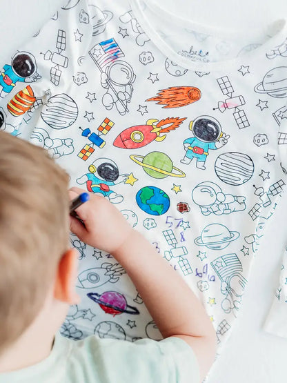 Space Bamboo Coloring Pajama Set