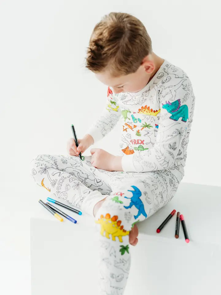 Dinosaur Bamboo Coloring Pajama Set