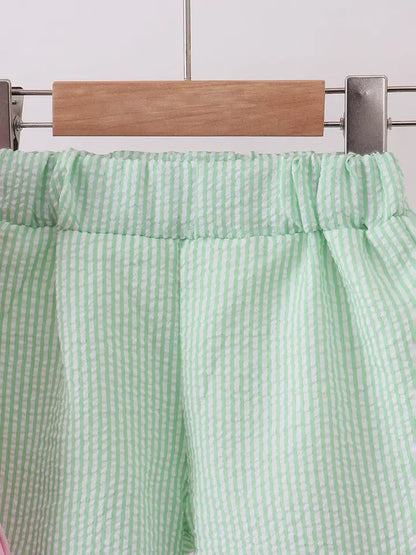 Lucky in Bows Seersucker Shorts Set