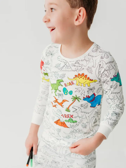 Dinosaur Bamboo Coloring Pajama Set