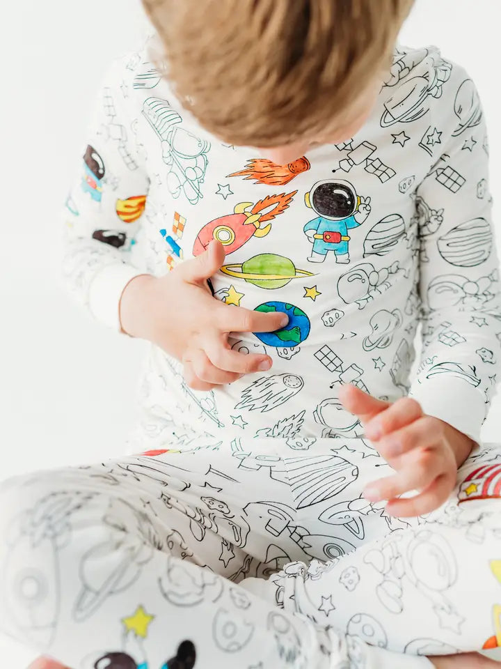 Space Bamboo Coloring Pajama Set